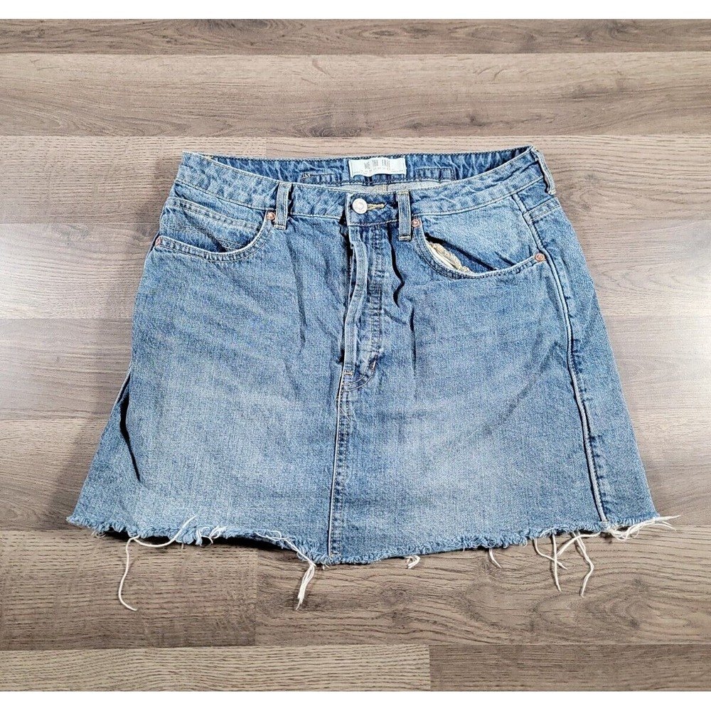 We the Free Womens Skirt Size 30 Blue Jean Denim Cut Off Raw Hem Short Mini